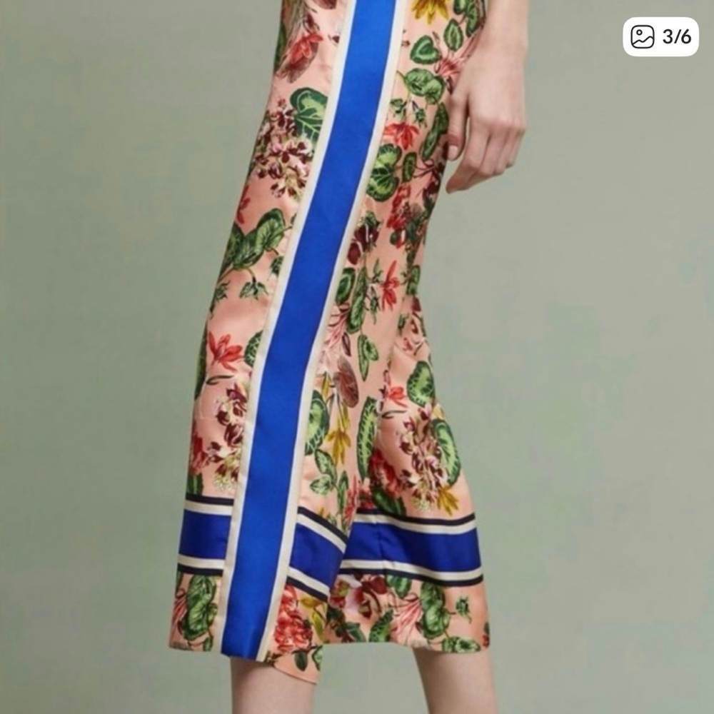 🌸 Anthropologie Elevenses Gardener Silk Wide Leg Pant - M - Picture 4 of 7